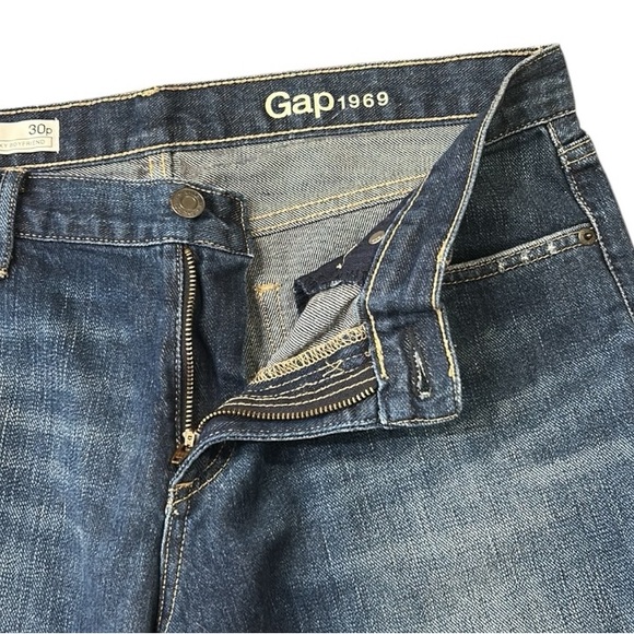 Gap Sexy Boyfriend Cotton Distressed Mid-Rise Denim Jeans Dark Indigo 30 Petite - Picture 8 of 12